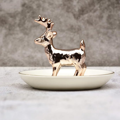 Antler Jewelry Tray Ring Dish Holder, Rose Gold Stand With Tray Display Organizer, Jewelry Hanger Rack for Hanging Necklaces, Rings, Earrings, Bracelet Best Gifts.