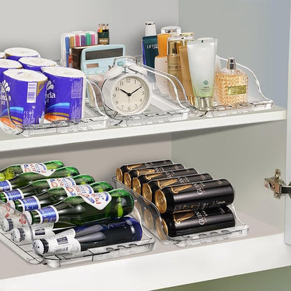 4 Packs Clear Width Adjustable Soda Can Organizer and 2 Pack Rolling Soda Can Organizer for Refrigerator Expandable Soda Can Dispenser for Beer Soda Seltzer Pop Can Soda Expand Organizer for Fridge Ki