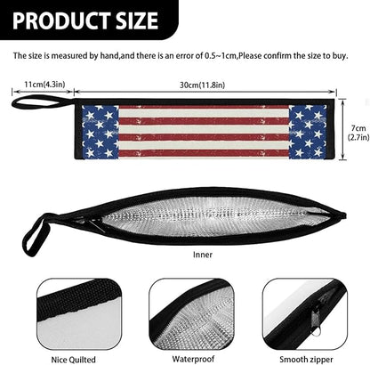 Cutlery Storage Bag Travel Silverware Cloth Bags for Travel Tableware Carrying Bag Travel Silverware Case Utensil Pouch Utensil Case,US Flag Blue and Red