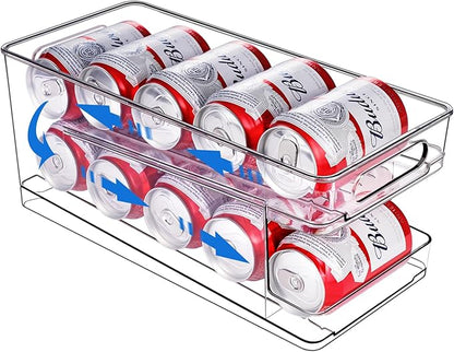 2 Pack Rolling Soda Can Dispenser for Refrigerator 2 Packs Refrigerator Organizers and Storage Width Adjustable Can Organizer for Refrigerator