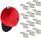 Modern JP Metal Adhesive Hat Hooks for Wall (12-Pack) - Optional Screws Included, Minimalist Hat Rack for Wall, Strong Hold Hat Hangers for Wall - Stainless Steel, Silver