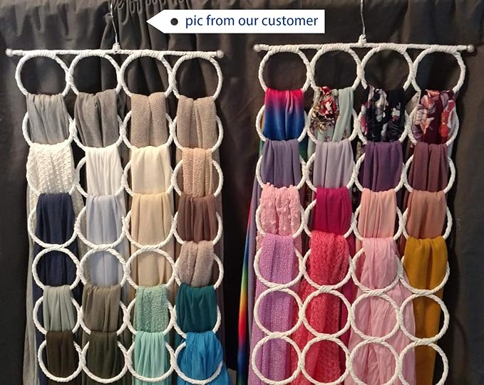 Tosnail Pack of 2 Scarf Hanger Holder Organizer Space Saver for Tie, Belt, Scarves, Socks - White