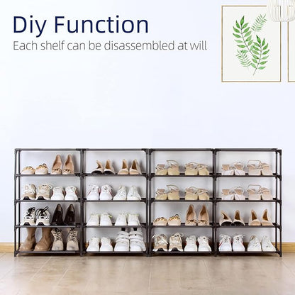 10 Tiers Shoe Rack, 30-40 Pairs Large Shoe Organizer, Sturdy Shoe Storage, Space Saving Tall Metal Shoe Shelf, Stackable Shoe Rack for Closet, Entryway, Bedroom, Black