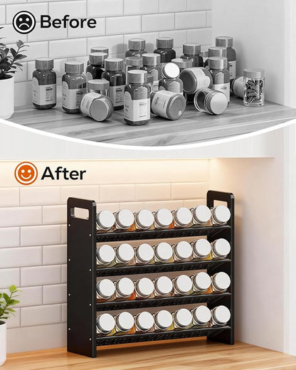 Nieifi Black Spice Rack Rustproof,without Seasoning Jars,4-Tier ABS Plastic Spice Rack Organizer for Countertop and Cabinet,Thickened Corrosion-Resistant-Tiered Spice Rack Kitchen Accessories