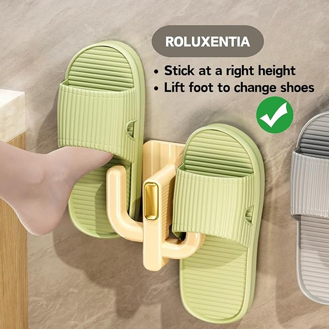 4 Pack Wall Mounted Shoe Rack - Premium Hanging Shoe Organizer Shelf with Sticky Hanging Mounts, Door Shoe Hangers with Hooks for Slippers Storage, White