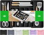 SpaceHacks Silverware Organizer，Adjustable & Expandable Utensil Drawer Organizer, BPA Free Utensil Holder, Cutlery Tray for Forks, Spoons, Knives in Kitchen, Large, Black