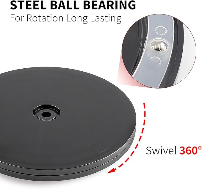 2Pcs Black Turntable Organizer 6 Inch, Acrylic Rotating Turntable Platter Swivel Plate Tray for Pantry Cabinet Spice Rack Cake Table Makeup