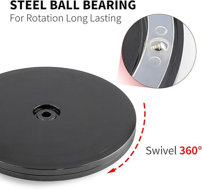2Pcs Black Turntable Organizer 6 Inch, Acrylic Rotating Turntable Platter Swivel Plate Tray for Pantry Cabinet Spice Rack Cake Table Makeup