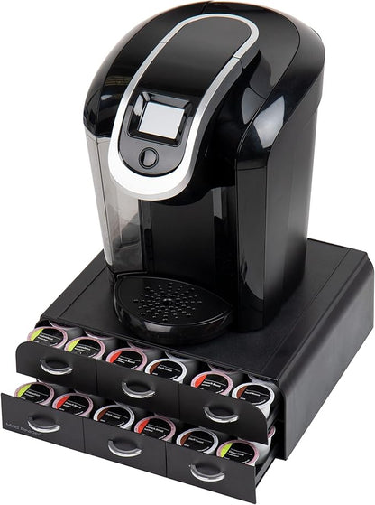 Mind Reader 72 Pod Coffee Drawer Organizer, 2 Tier Storage for Single Serve Pods, Coffee Machine Base, Countertop Pod Holder, Black