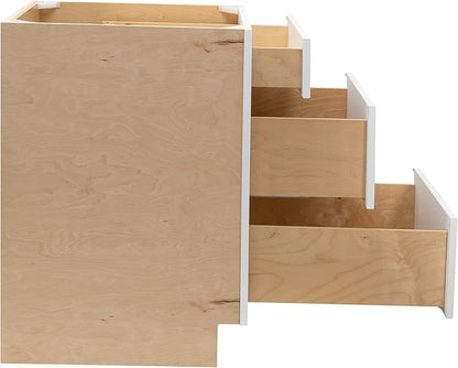 Quicklock RTA (Ready-to-Assemble) | Base Kitchen Cabinets - Shaker Style | Made in America (Pure White, 18" W x 34.5" H x 24" D 3 Drawer Pots and Pans)