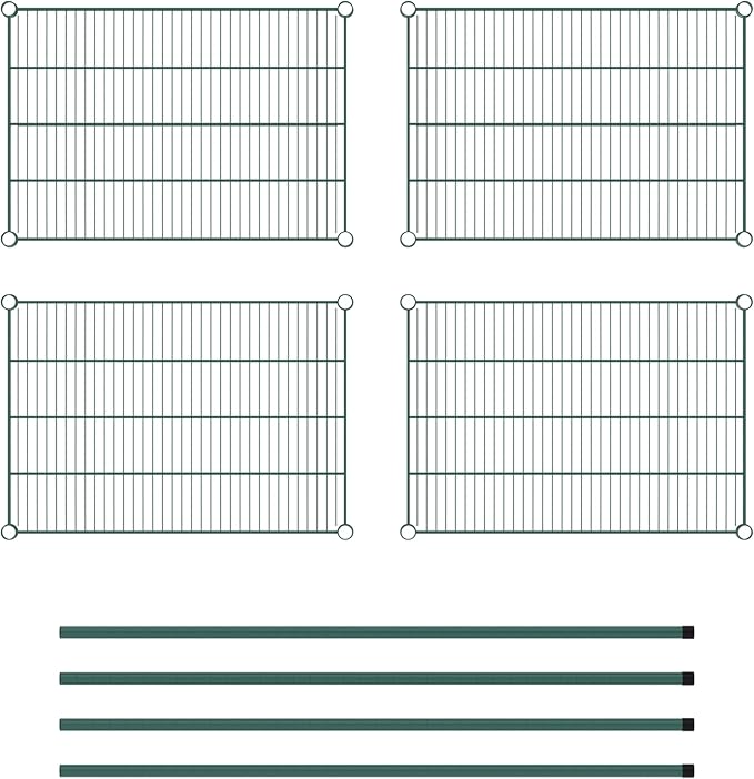 Commercial NSF Listed Green Epoxy Stationary Wire Shelving Kit 21" x 30" x 54", with 4 Shelves Perfect for Warehouse, Walk-in Refrigerator, Freezer, Grocery Store, Restaurant, Dishroom
