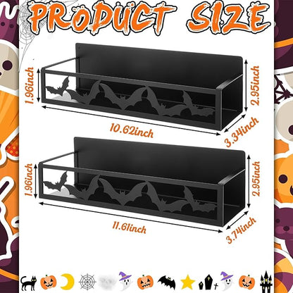 Beeveer 2 Pack Bat Magnetic Spice Rack for Refrigerator Metal Magnet Basket Shelf for Fridge Seasoning Storage Organizers Home Decor Kitchen Accessories (Black)