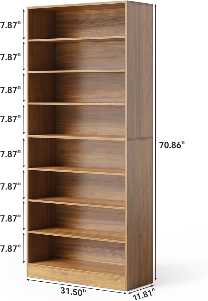 LITTLE TREE 9-Tier Shoe Cabinet, 32 Pairs Wooden Shoes Cabinet with Adjustable Shelves for Entryway, 70.9" Tall Shoe Cabinet, Freestanding Modern Shoe Rack Organizer for Living Room Bedroom, Brown
