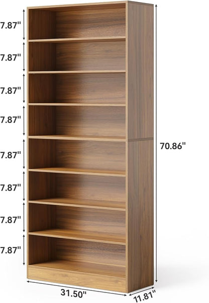 LITTLE TREE 9-Tier Shoe Cabinet, 32 Pairs Wooden Shoes Cabinet with Adjustable Shelves for Entryway, 70.9" Tall Shoe Cabinet, Freestanding Modern Shoe Rack Organizer for Living Room Bedroom, Brown