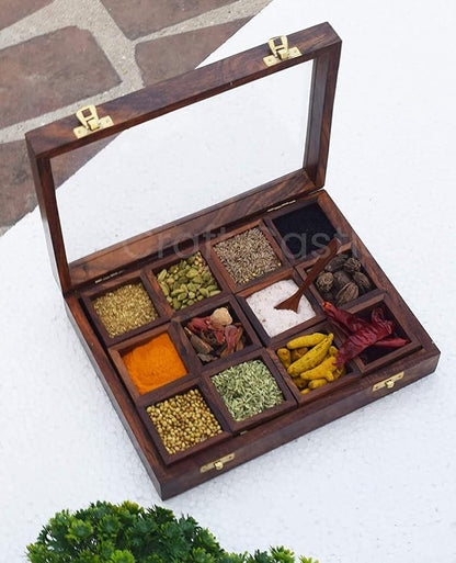 Wood Spice Box/Container - 1 Piece, Brown