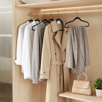 ManGotree Black Velvet Coat Hangers with 360° Swivel Black Hook, Non-Slip Felt Suit Hangers, Slim Space Saving Clothes Hanger for Jacket, Sweater, Shirt, Dress, Pants (22 Pack)