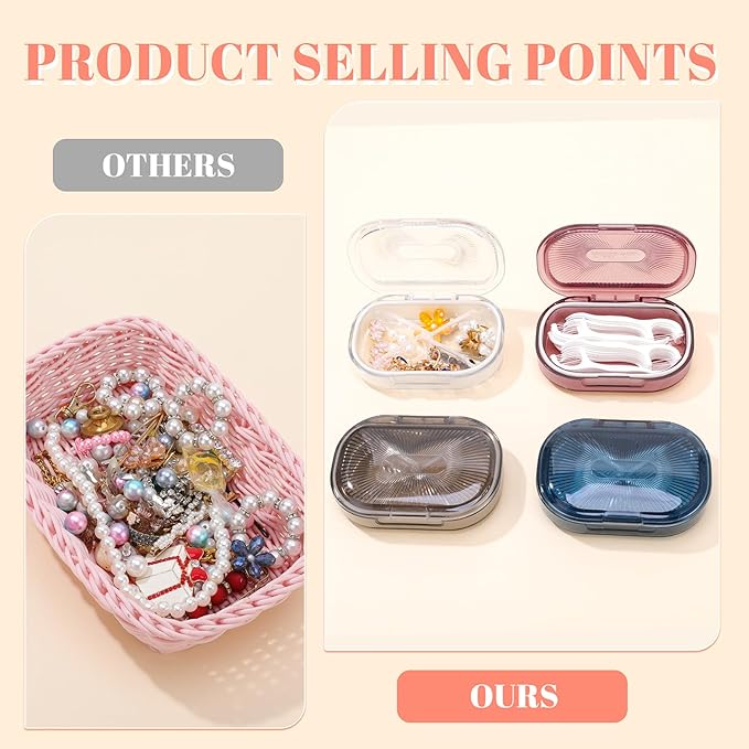 4 Pcs Qtip Holder Hair Tie organizer Small Container Portable Travel Qtips Case Cotton Swab Holder Flosser Dispenser 4 Soft Colors 3.94 x 2.76 Inch