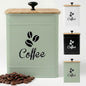 Airtight Coffee Canister - 40 oz Large Iron Sage Green Container Airtight - 6 x 8 inch Metal Jar - Stylish Countertop Container for Coffee Grounds, Beans & Pods with Rubber-Lined Bamboo Lid