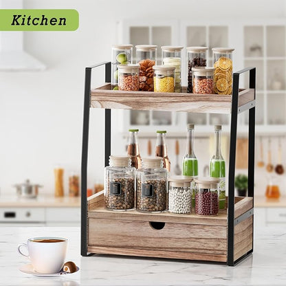 Boulphia 2-Tier Bathroom Organizer Countertop, Bathroom Sink Organizer Countertop, Vanity, Counter Shelf, Brown