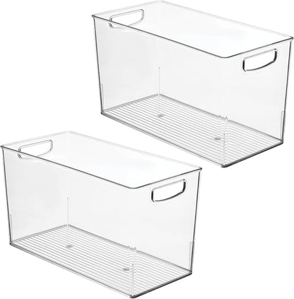 iDesign Plastic Storage Bin with Handles for Household Storage - Set of 2 - Clear - Made in USA