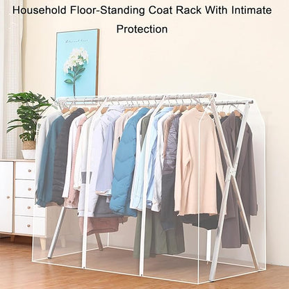 Clothes Rack Cover with Zipper, Dustproof Clothes Cover with 2 Durable Zipper Clothing Waterproof Protector, Designed for X-Type Coat Racks(Clear,100x130x95cm/39x51x37in)