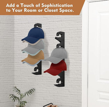Hat Rack Hat Organizer for Baseball Caps Wood Hat Storage Hats Hooks for Wall Baseball Hat Storage Organizer Display Up to 20 Hats for Closet Wall, Set of 2