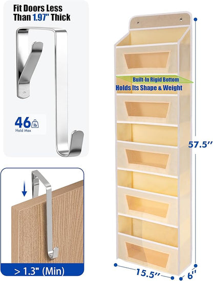 Meolsaek Over the Door Organizer, 5 Tier Back of Door Organizer, 46lbs Load and Anti-Tilt Design, Hanging Door Organizer Perfect for Closet Organizers, Bathroom Storage