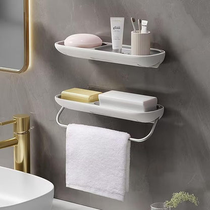 Soap Holder Dish Shower, Bar Soap Holder with Drainage, Self Draining Soap Holder, Wall Mounted Soap Box Tray Container for Bathroom, Bathtub Kitchen Sink (1PC Green-with Towel Rack)
