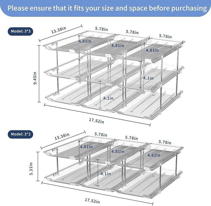 Jsyrjing Can Organizer for Pantry, Modular 2-Tier Can Dispenser with Flexible Combination Design, Clear Extra-Thick Durable 2-Pack Storage Rack for 48 Cans, Stackable for Cabinet, Fridge, Countertop