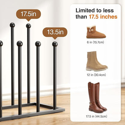 pickpiff Boot Rack Organizer Tall Boots - Black Boot Storage Organizer Tall Boots for Closet, Entryway, Garage, Porch, Free Standing Shoe Racks for 6 Pairs