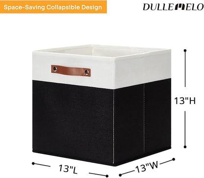DULLEMELO Storage Cubes 13 inch,Cube Storage Bins with Handles for Organizing,Fabric Storage Baskets for Shelves Nursery Closet Home Organization (White&Black-4 Pack)