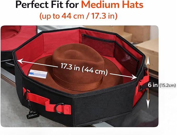 | Premium Foldable & Lightweight Hat Box – Western & Fedora Storage – Water-Resistant Oxford Travel Case – Reinforced Lid – Ideal Gift for Holidays, Birthday & Christmas