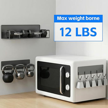 Magnetic Spice Rack for Refrigerator, 5 Pack Magnetic Fridge Organizer Shelves, Strong Magnet, No Drilling, Space Saving Shelf Organizer for Kitchen, Refrigerator & Laundry Room Storage (Grey)