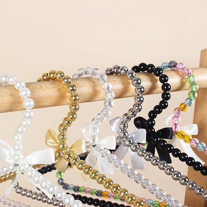 6-Piece Pearl Clothes Hanger Set Wedding Hanger Bridal Bridesmaid Hangers for Wedding Dress Standard Pearl Hangers (Gold, 6)