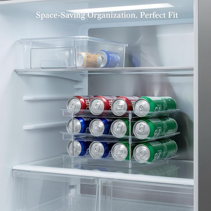 Retractable Can Dispenser, Adjustable Width Sliding Storage Rack for Refrigerator & Pantry, Clear PP Plastic Beverage Organizer