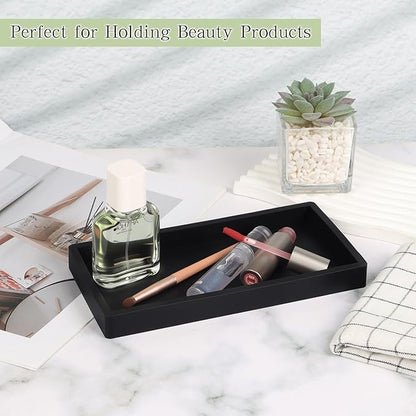 Black Silicone Tray Bathroom Vanity Tray Silicone Countertop Trays for Toilet Kitchen Perfume Jewelry Candle Key (1, Small-7.95×4.02×0.78in)