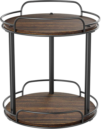 LAMU 9'' Wood Lazy Susan Turntable Organizer for Cabinet, 2 Tier Lazy Susan Spice Rack Organizer for Kitchen, Table Top, Countertop, Pantry, Medicine Organizer