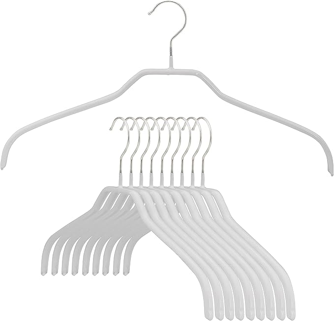 MAWA Ft Reston Lloyd Silhouette Series Non-Slip Space Saving Clothes Hanger for Shirts and Dresses, Style 41/F, Set of 10, White