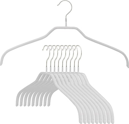 MAWA Ft Reston Lloyd Silhouette Series Non-Slip Space Saving Clothes Hanger for Shirts and Dresses, Style 41/F, Set of 10, White