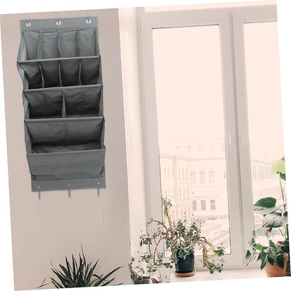 Happyyami 1Set Multi Layer Closet Hanging Pouch Over the Door Storage Organizer for Shoes Craft Supplies and Essentials Easy Install No Tools Needed Grey