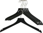 MAWA by Reston Lloyd, European Wooden Hanger, Beech Wood Straight Hanger with Shoulder Notches, Rotating Chrome Hook, Black Finish, for Shirts, Blazers, Dress Clothes Hanger, Set of 5 (26115)