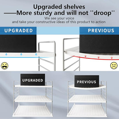 Upgraded Cabinet Organizers - Divided Compartment Holder for Plastic Bag, Wrap, Foil, Snack and Box - Kitchen Organization Under Sink Storage Suitable