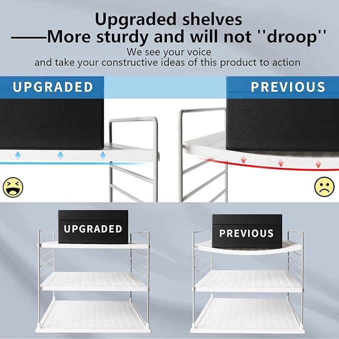2 PACK Cabinet Organizer for Foil and Plastic Wrap- Divided Compartment Holder for Kitchen Bag- Upgraded Kitchen&Counter &Pantry Organizers and Storage(White&Gray)