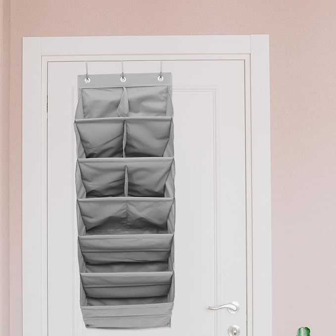 VALICLUD Multi-layer Hanging Storage Bag Over Door Organizer for Shoes and Small Items Large Capacity Wall-mounted Closet Pouch with Compartments Gray Multifunctional Organizer for Living