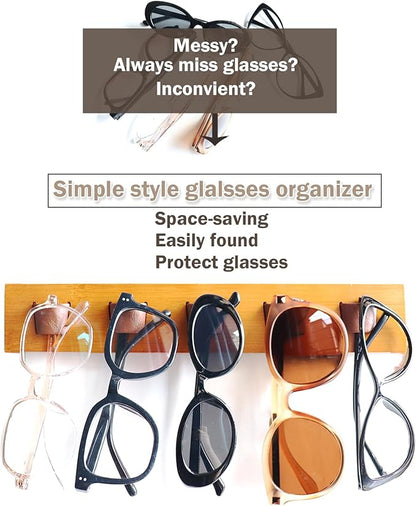 ACOCOFE Sunglass Organizer Glasses Holder,Wood Eyeglass Storage Holder,Sunglasses Rack Eyewear Display((White-blue)
