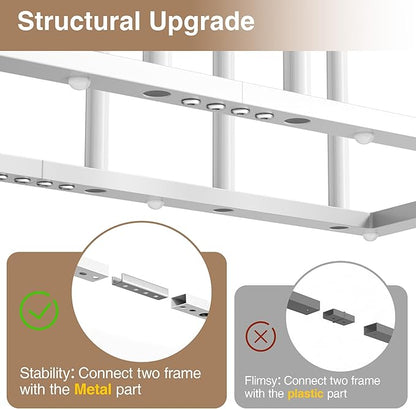 pickpiff Free Standing Shoe Racks - White Metal Boot Rack Organizer Tall Boots for Dorm Room, Closet, Entryway, Bedroom, Patio Outdoor, Hallway, White, Shoe Storage Fit for 8 Pairs
