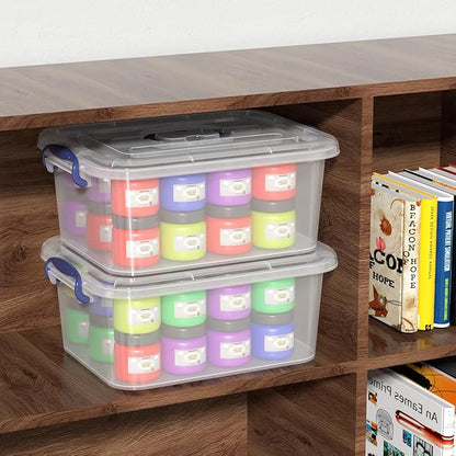 8 Quart Plastic Latching Boxes with Handles, Clear Storage Tote with Lids, 2 Packs