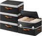 Homosorout Large Closet Storage Bins - Compression Organizer Bins, Stackable Closet Organizer, Expandable Under Bed Storage Containers for Clothes, Towels, Sheet, 4 Pack, Black