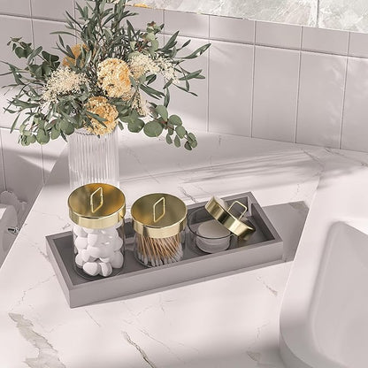 ZHWS Bathroom Vanity Tray for Toilet Tank, Perfume, Jewelry, Candle, Makeup, Decorative Tray, Kitchen Tray Counter Organizer for Soap Dispenser, Coffee Table Silver 11.3”L x 4.4”W x 1.14”H