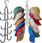 Hat Hangers for Closet, Hat Organizer for Baseball Caps, Stainless Steel Hat Rack with 10 Hooks for Caps Storage and Closet Organization (Black)